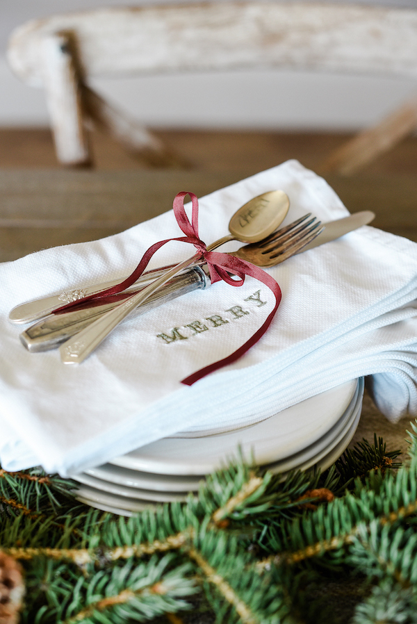 DIY Embroidered Holiday Napkins