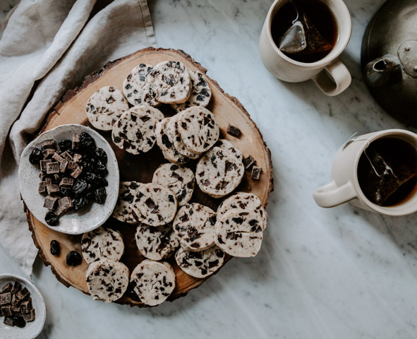 Dark Chocolate Cherry Shortbread Cookies