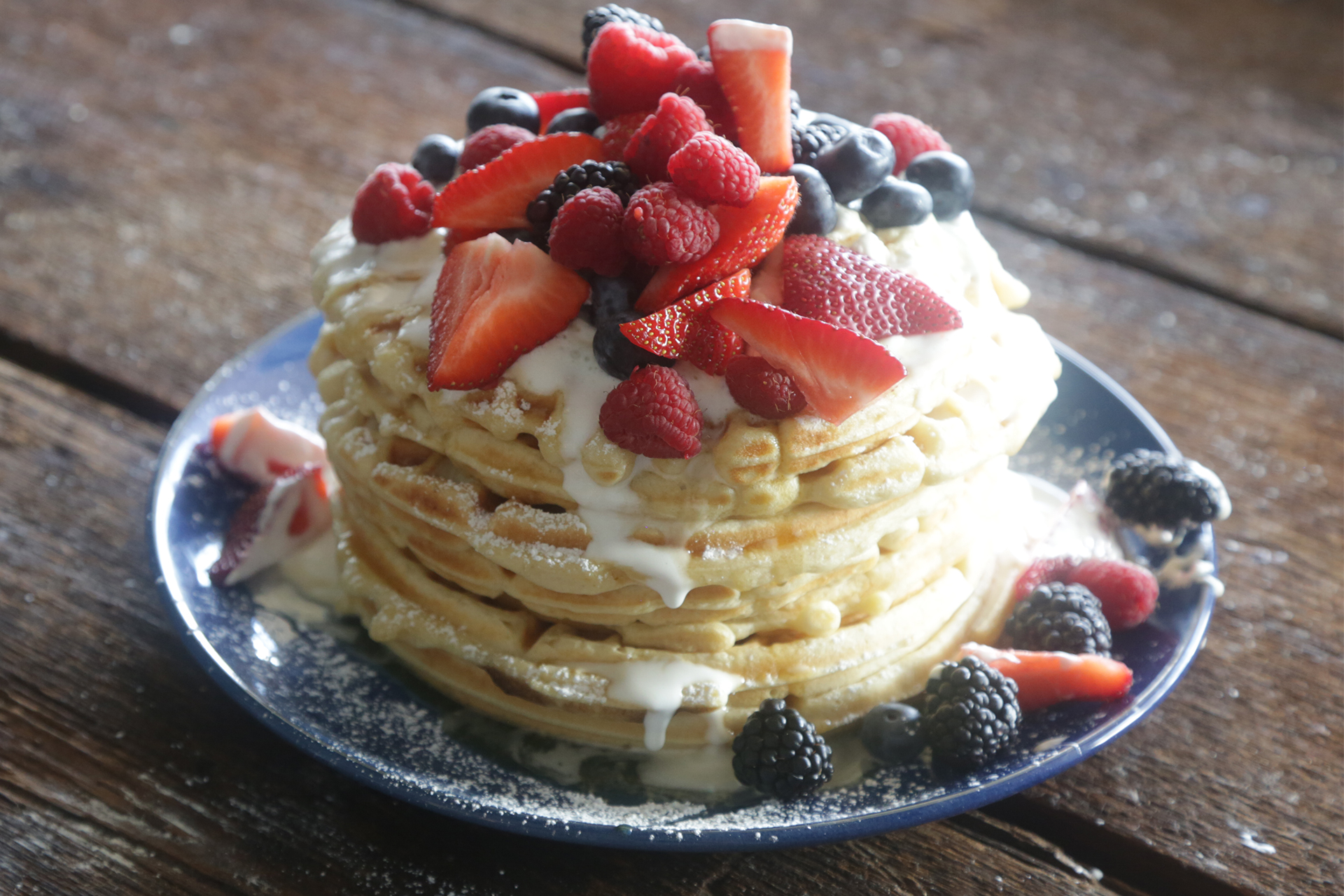 Authentic Belgian Waffles with Fresh Whipped Cream