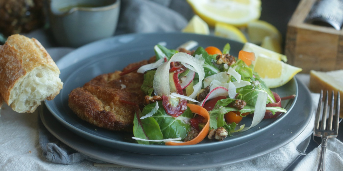 Pork Milanese with Spring Salad + Lemon Vinaigrette